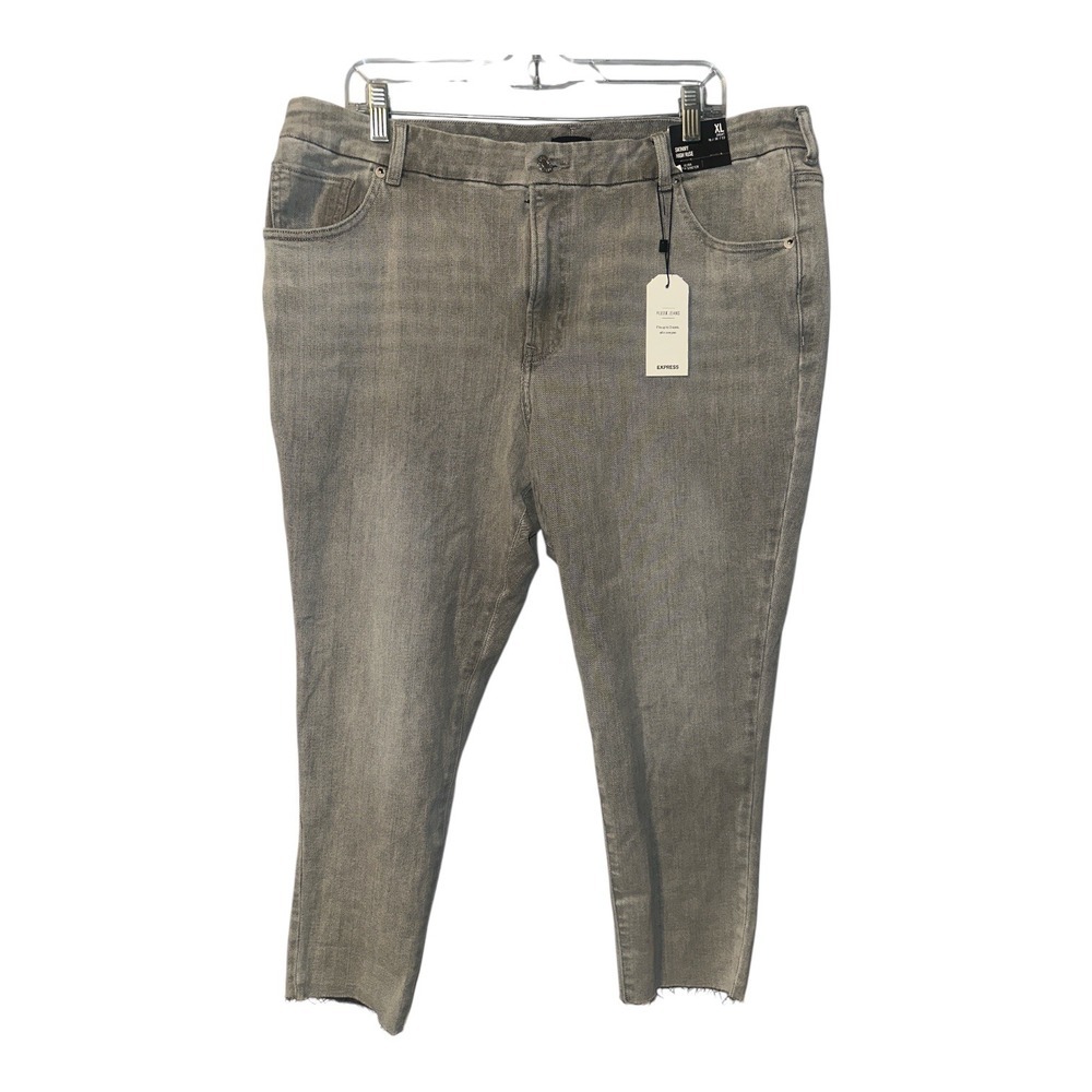 Express Womens Gray High Rise Skinny Jeans, XL Short